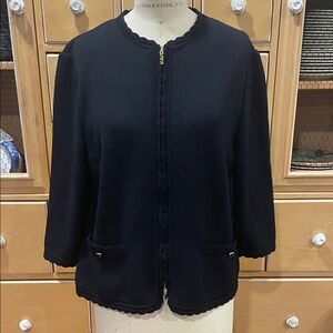 St. John knits Black Women's Zip Cardigan